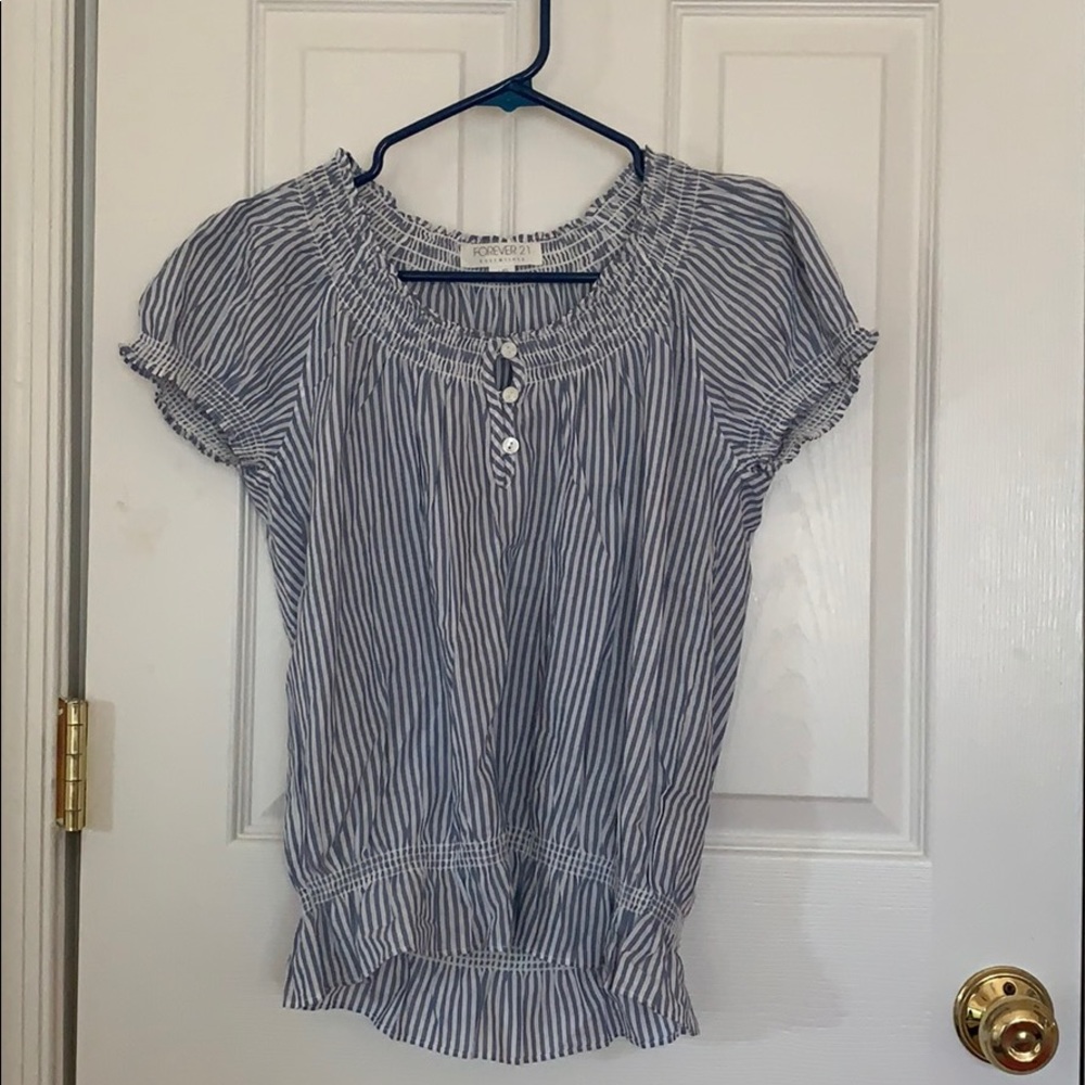 White and White Striped Top